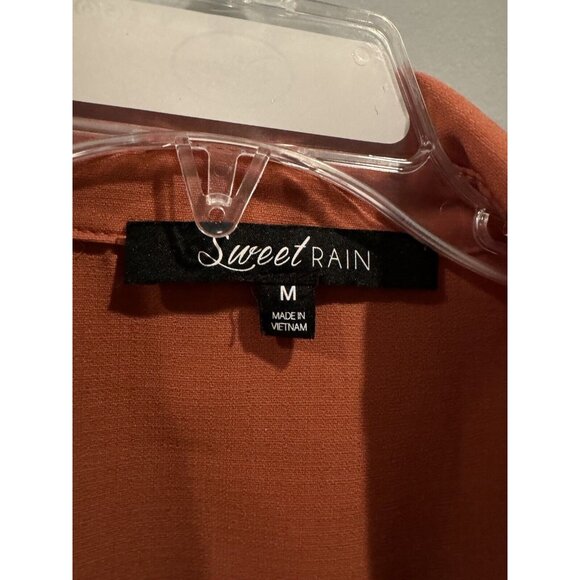 Sweet Rain V-neck Tie Front Collar Blouse Rust Orange Juniors Size Medium - Picture 2 of 7